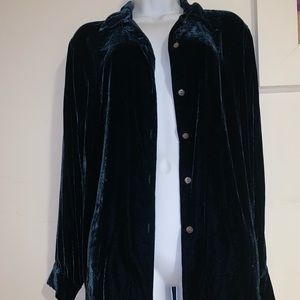 Vintage Dark Emerald Silk Button Up